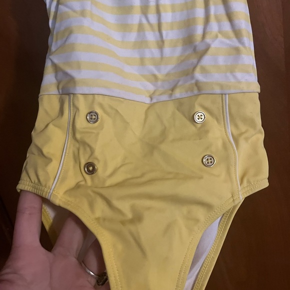 Janie and Jack Size 4 Yellow Striped Kids Swim One Piece - Picture 2 of 6